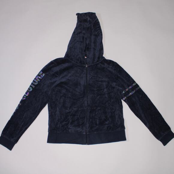 Y2K Navy Blue Juicy Couture Zip Up Jacket With Sequins Size M - Picture 1 of 3